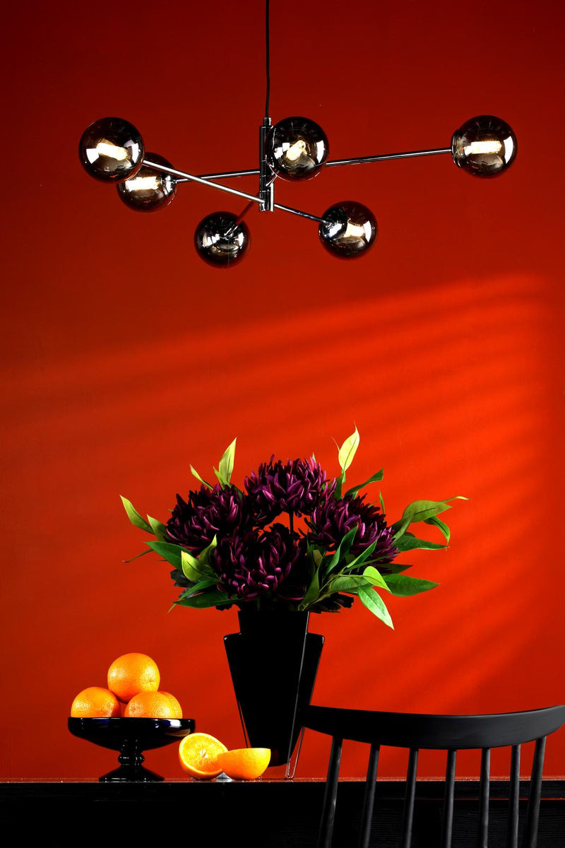 Dar Lighting Vignette 6 Light Pendant Polished Chrome With Smoked Glass • VIG0650-01