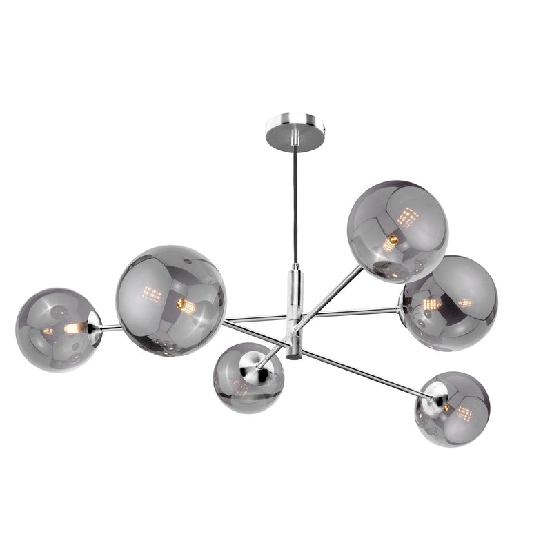 Dar Lighting Vignette 6 Light Pendant Polished Chrome With Smoked Glass • VIG0650-24