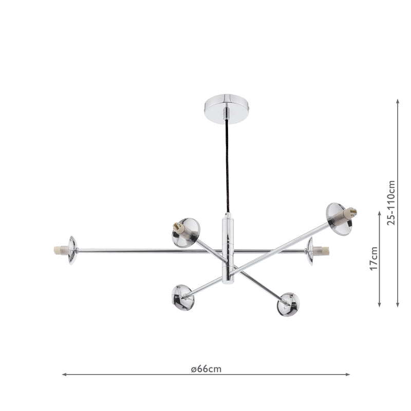 Dar Lighting Vignette 6 Light Pendant Polished Chrome Fitting Only • VIG0650-F