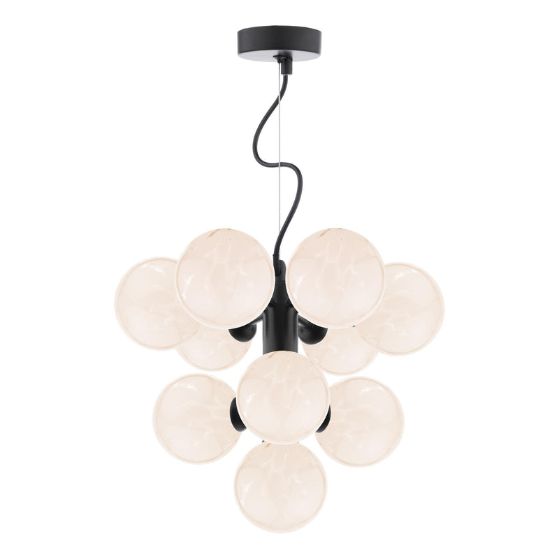 Dar Lighting Vine 10 Light Pendant Satin Black With White Confetti Glass • VIN2322-17