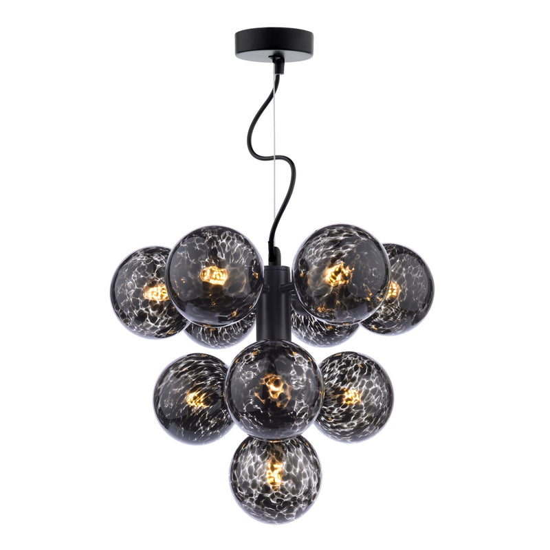 Dar Lighting Vine 10 Light Pendant Satin Black With Black Confetti Glass • VIN2322-21