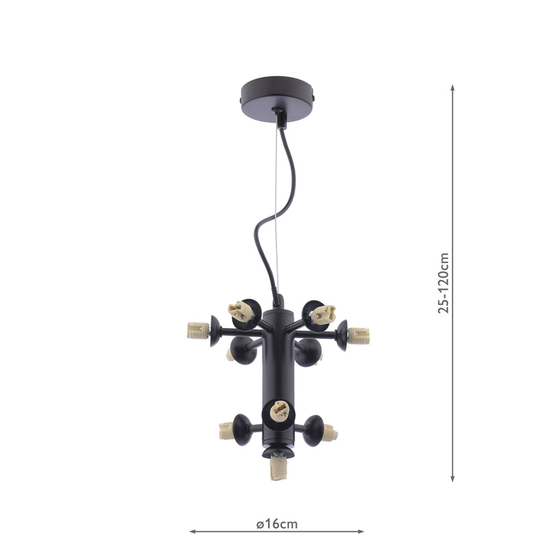 Dar Lighting Vine 10 Light Pendant Satin Black Fitting Only • VIN2322-F