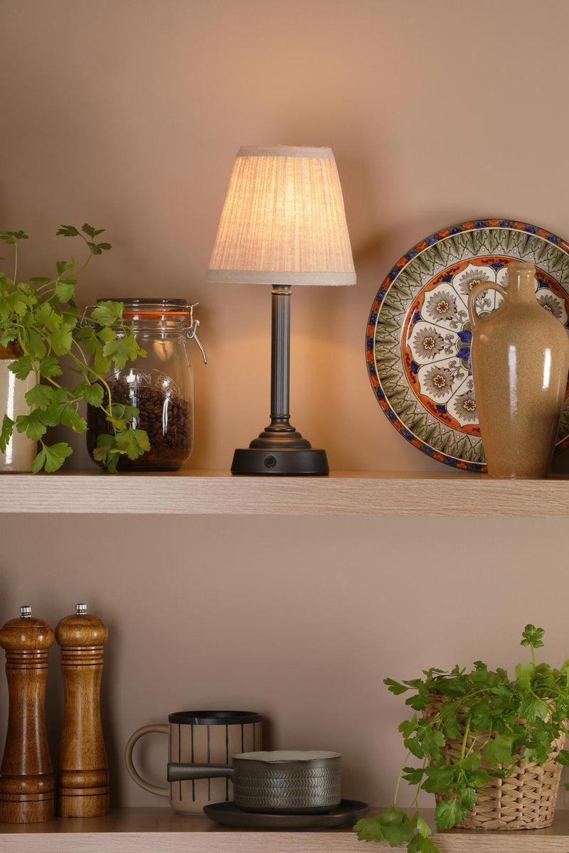 Dar Lighting Virgil Rechargeable Table Lamp Matt Black Base Only LED • VIR4222