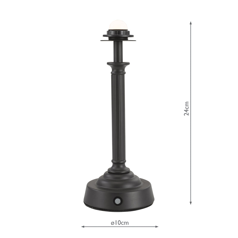 Dar Lighting Virgil Rechargeable Table Lamp Matt Black Base Only LED • VIR4222
