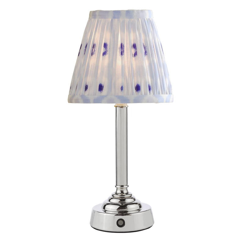 Dar Lighting Virgil Rechargeable Table Lamp Polished Nickel With Shade LED • VIR4238-IKA2623