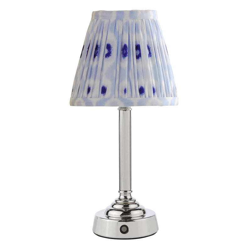 Dar Lighting Virgil Rechargeable Table Lamp Polished Nickel With Shade LED • VIR4238-IKA2623
