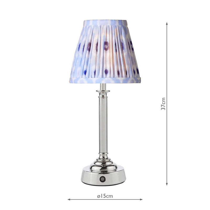 Dar Lighting Virgil Rechargeable Table Lamp Polished Nickel With Shade LED • VIR4238-IKA2623