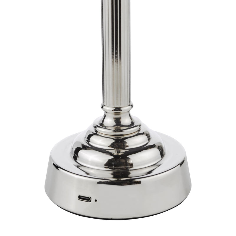 Dar Lighting Virgil Rechargeable Table Lamp Polished Nickel With Shade LED • VIR4238-ULY0515