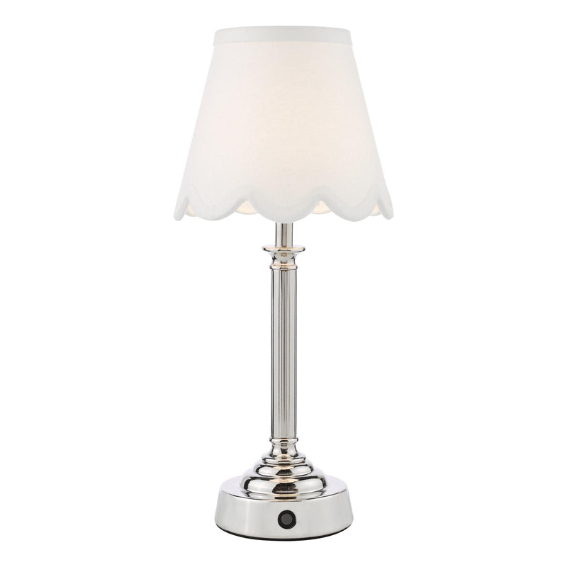 Dar Lighting Virgil Rechargeable Table Lamp Polished Nickel Base Only LED • VIR4238