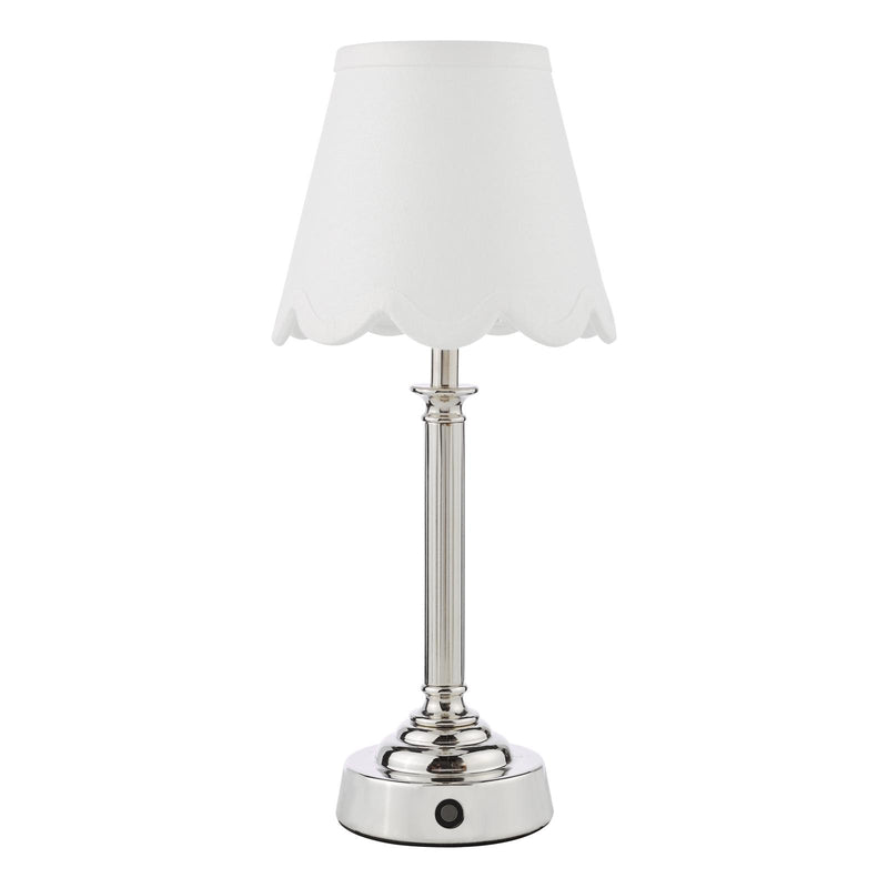 Dar Lighting Virgil Rechargeable Table Lamp Polished Nickel Base Only LED • VIR4238