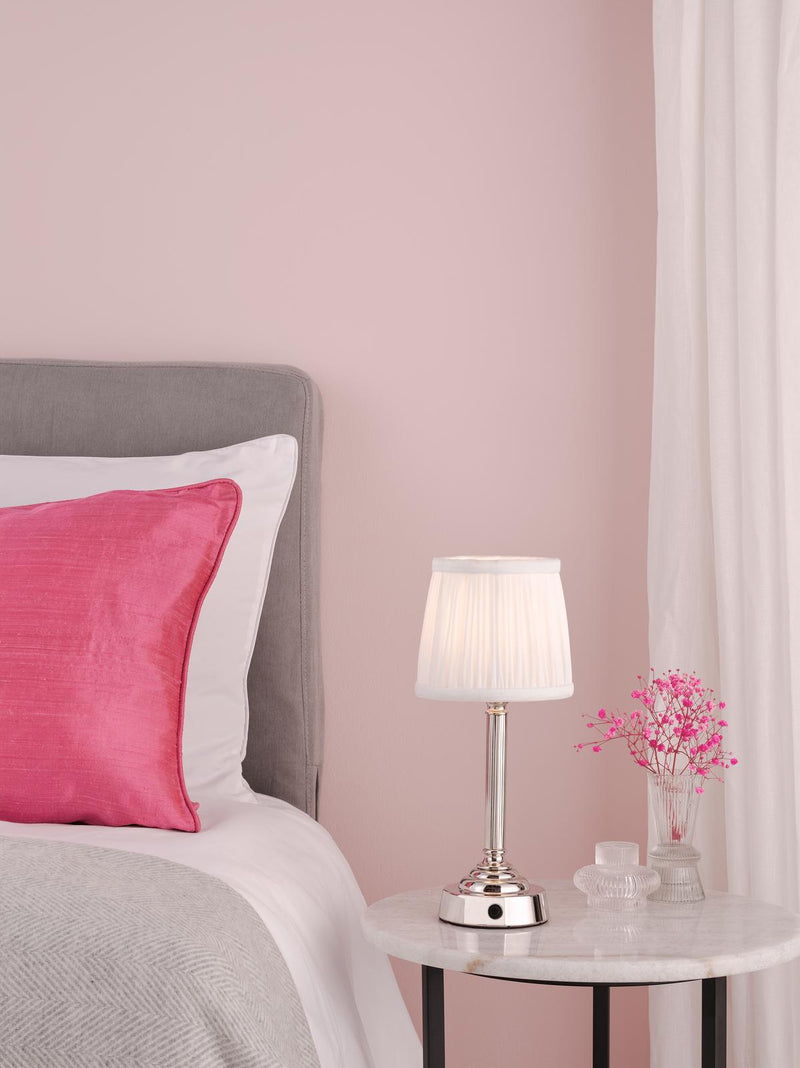 Dar Lighting Virgil Rechargeable Table Lamp Polished Nickel Base Only LED • VIR4238