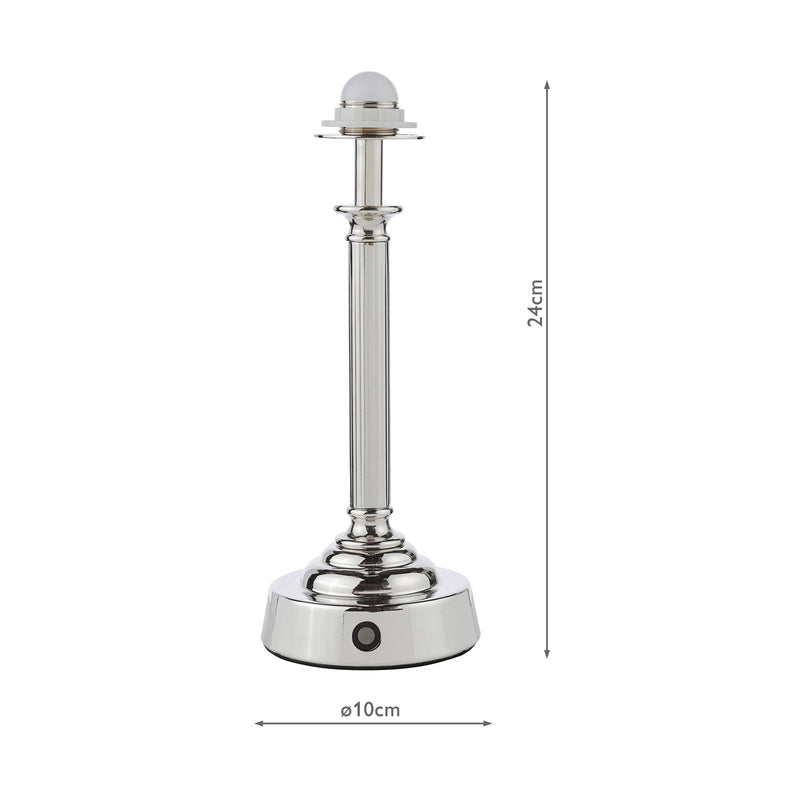 Dar Lighting Virgil Rechargeable Table Lamp Polished Nickel Base Only LED • VIR4238