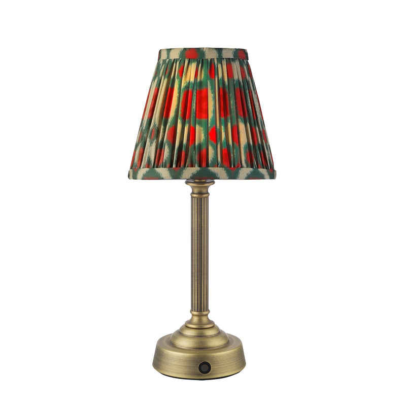 Dar Lighting Virgil Rechargeable Table Lamp Matt Antique Brass With Shade LED • VIR4275-IKA2625