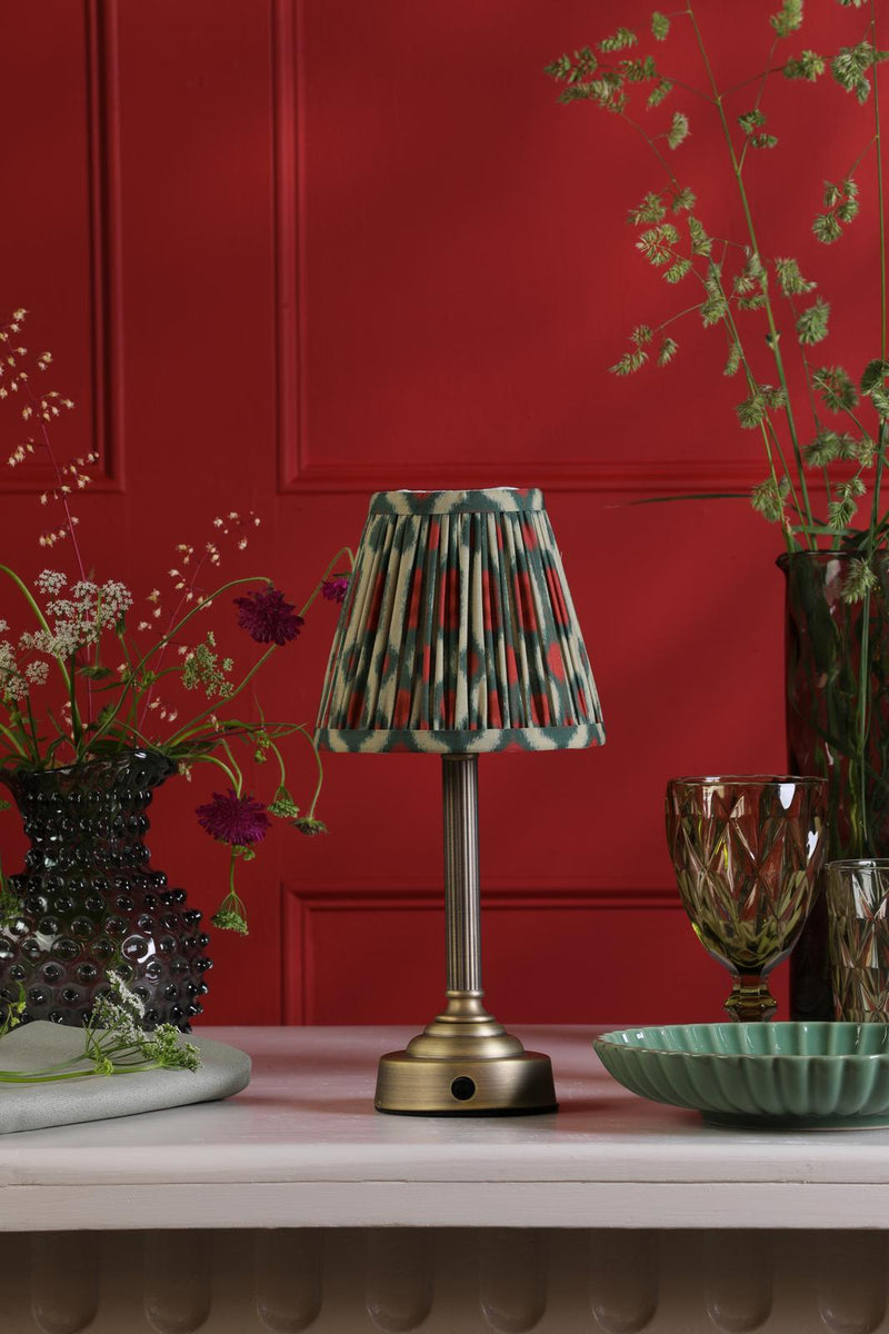 Dar Lighting Virgil Rechargeable Table Lamp Matt Antique Brass With Shade LED • VIR4275-IKA2625