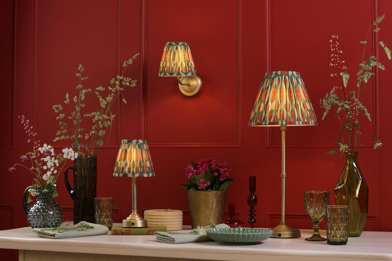 Dar Lighting Virgil Rechargeable Table Lamp Matt Antique Brass With Shade LED • VIR4275-IKA2625