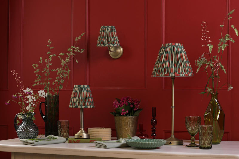 Dar Lighting Virgil Rechargeable Table Lamp Matt Antique Brass With Shade LED • VIR4275-IKA2625