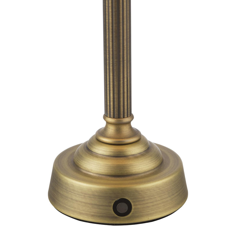 Dar Lighting Virgil Rechargeable Table Lamp Matt Antique Brass With Shade LED • VIR4275-IKA2625