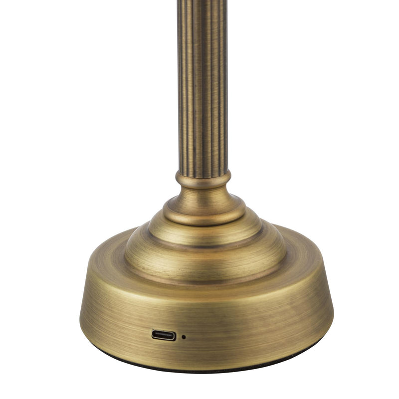 Dar Lighting Virgil Rechargeable Table Lamp Matt Antique Brass With Shade LED • VIR4275-IKA2625