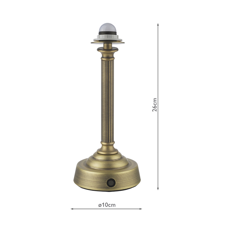 Dar Lighting Virgil Rechargeable Table Lamp Matt Antique Brass Base Only LED • VIR4275