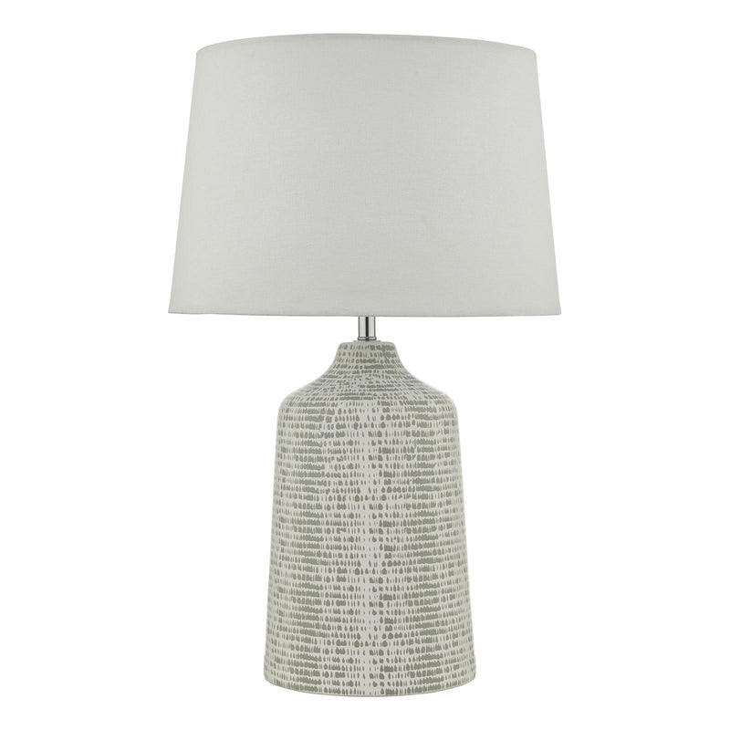 Dar Lighting Vondra Table Lamp White & Grey With Shade • VON4239