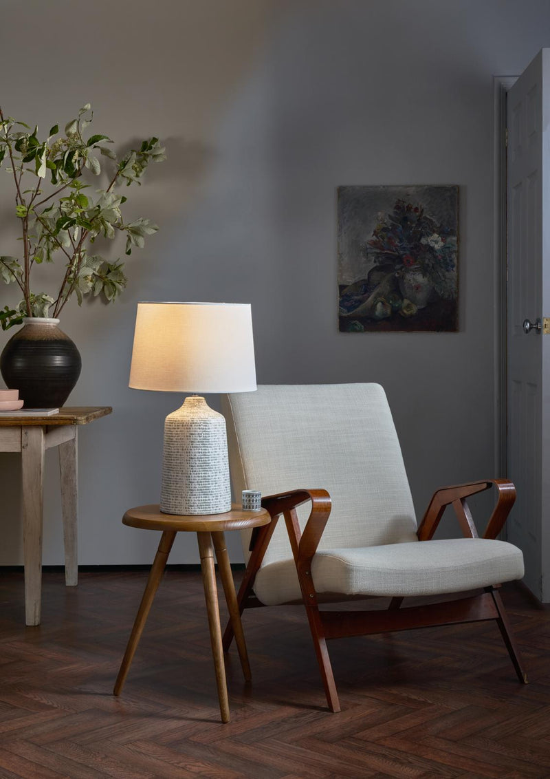 Dar Lighting Vondra Table Lamp White & Grey With Shade • VON4239