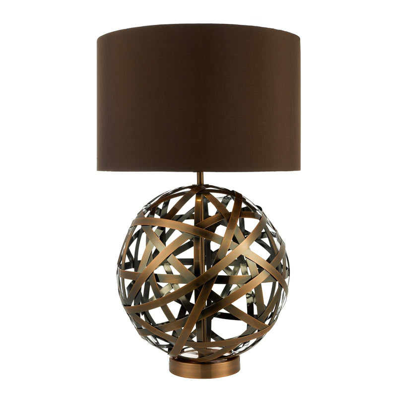 Dar Lighting Voyage Table Lamp Antique Copper With Shade • VOY4264