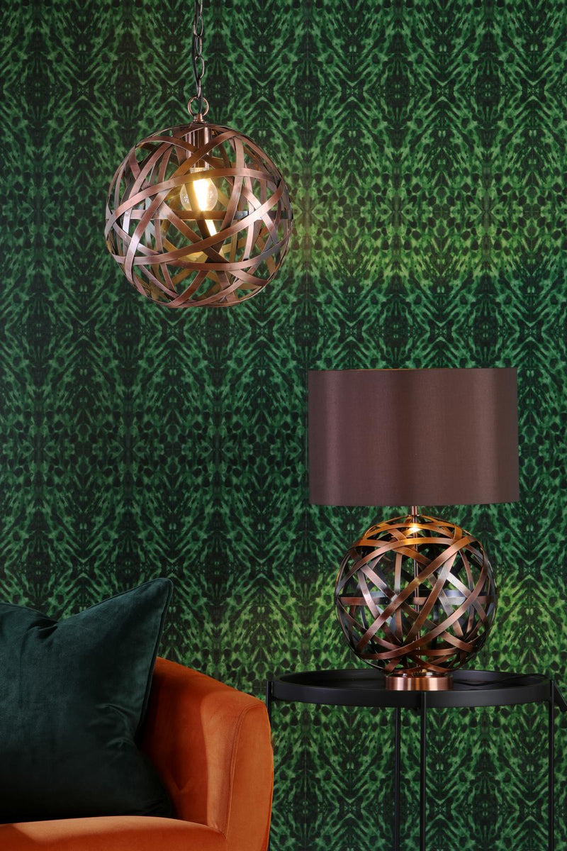Dar Lighting Voyage Table Lamp Antique Copper With Shade • VOY4264