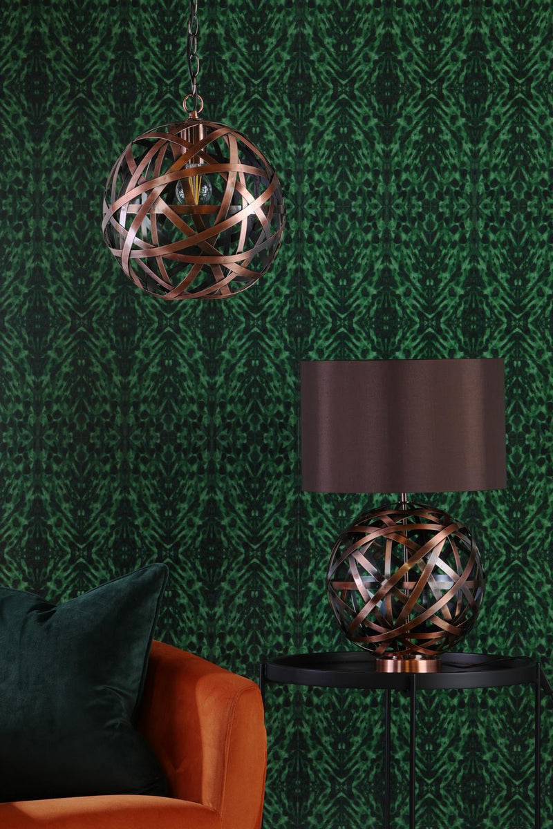Dar Lighting Voyage Table Lamp Antique Copper With Shade • VOY4264