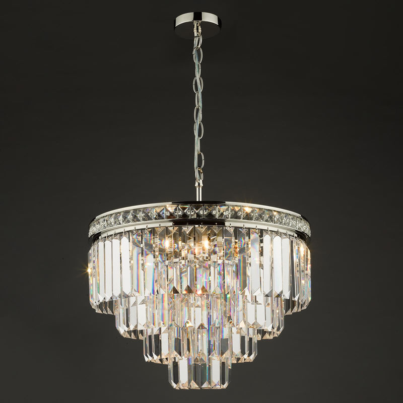 Dar Lighting Vyana 4 Light Pendant Polished Nickel Crystal • VYA0432