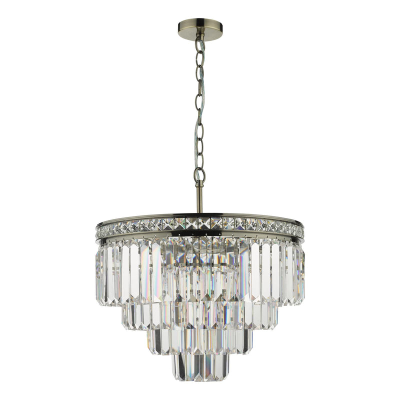 Dar Lighting Vyana 4 Light Pendant Antique Brass Crystal • VYA0475