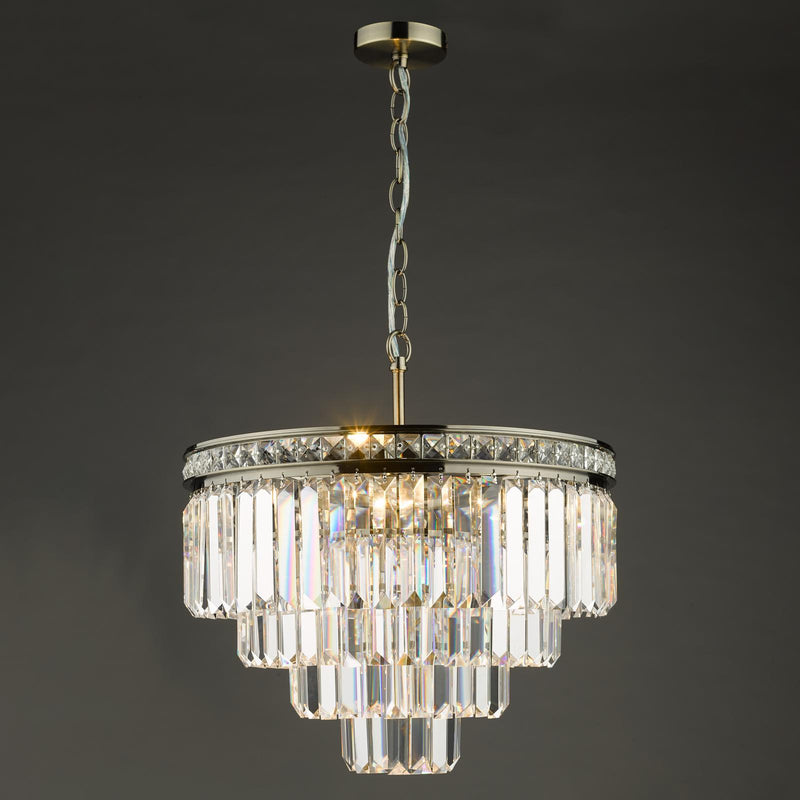 Dar Lighting Vyana 4 Light Pendant Antique Brass Crystal • VYA0475