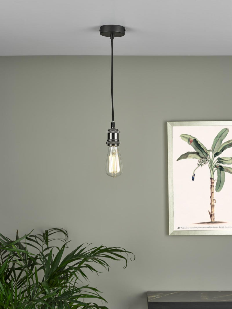 Dar Lighting Waco 1 Light E27 Suspension Black Chrome Matt Black • WAC0161
