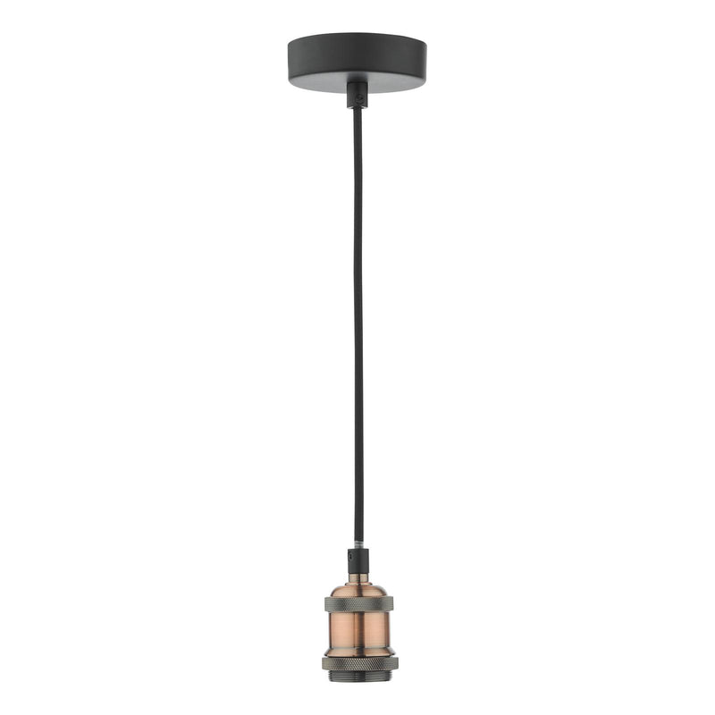 Dar Lighting Waco 1 Light E27 Suspension Antique Copper Matt Black • WAC0164