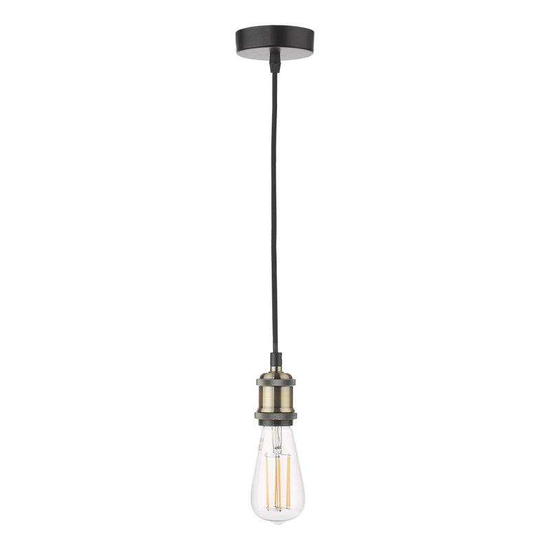 Dar Lighting Waco Single E27 Suspension Antique Brass Matt Black • WAC0175