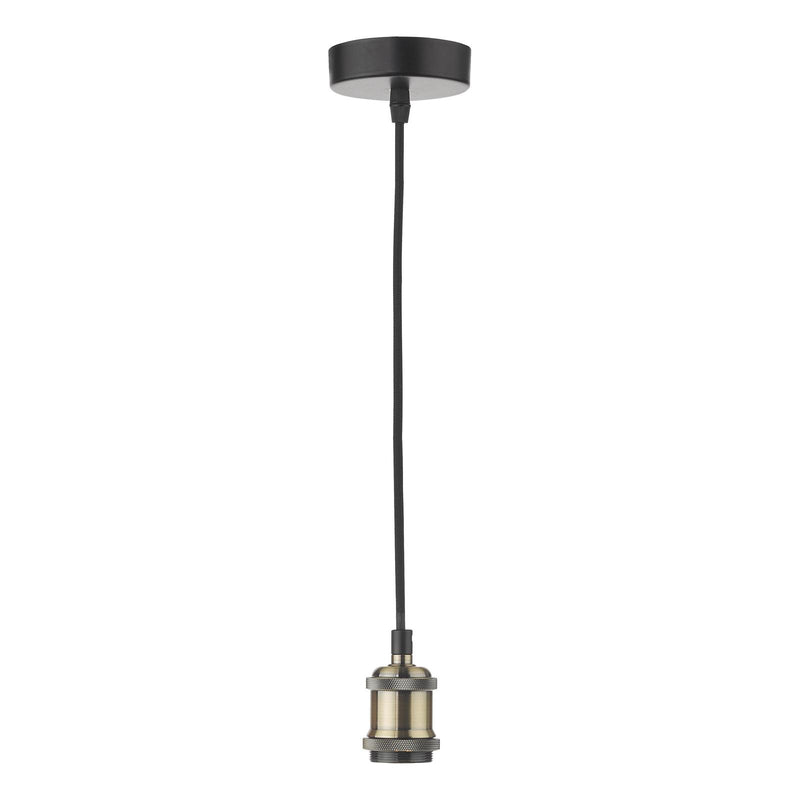 Dar Lighting Waco Single E27 Suspension Antique Brass Matt Black • WAC0175