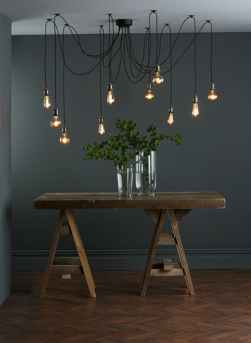 Dar Lighting Waco 10 Light Pendant Antique Brass Matt Black • WAC2375