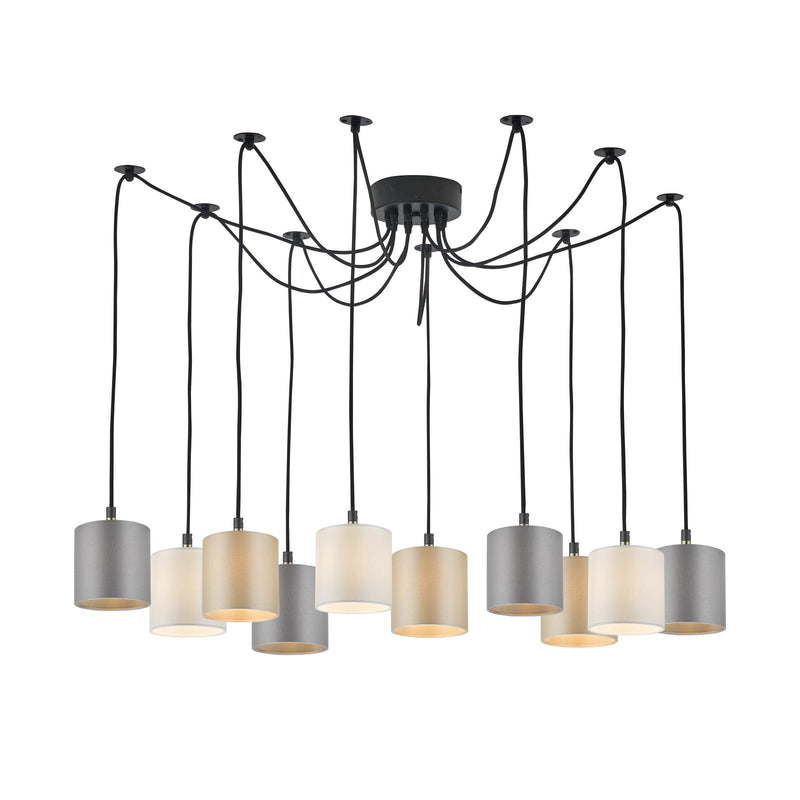 Dar Lighting Waco 10 Light Pendant Antique Brass Matt Black • WAC2375