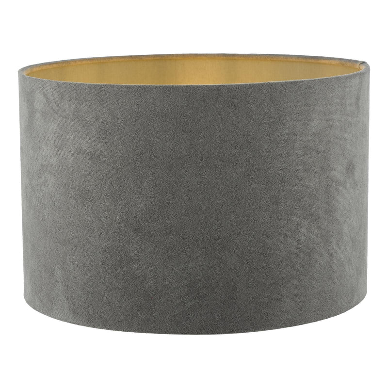 Dar Lighting Wanda Grey Velvet Drum Shade 34cm • WAN1339