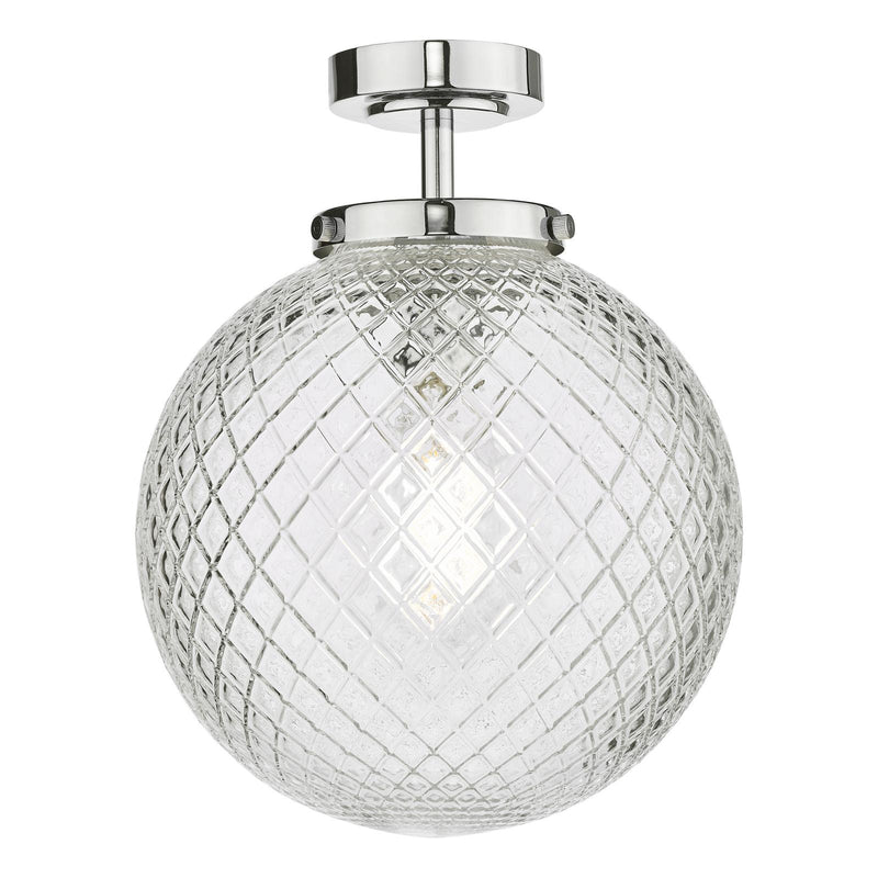 Dar Lighting Wayne Bathroom Semi Flush Polished Chrome Glass IP44 • WAY0150