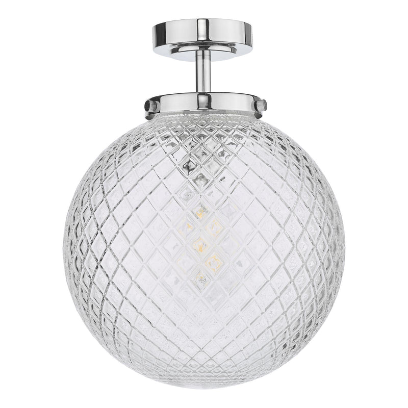 Dar Lighting Wayne Bathroom Semi Flush Polished Chrome Glass IP44 • WAY0150