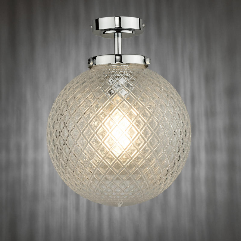 Dar Lighting Wayne Bathroom Semi Flush Polished Chrome Glass IP44 • WAY0150