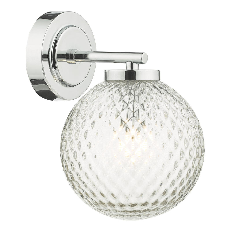 Dar Lighting Wayne Bathroom Wall Light Polished Chrome Glass IP44 • WAY0750