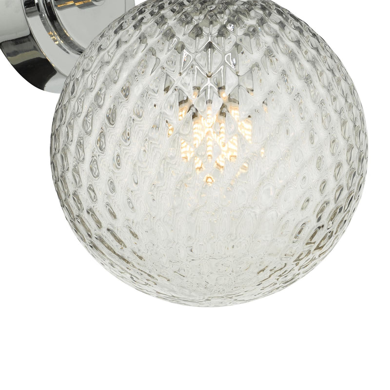 Dar Lighting Wayne Bathroom Wall Light Polished Chrome Glass IP44 • WAY0750