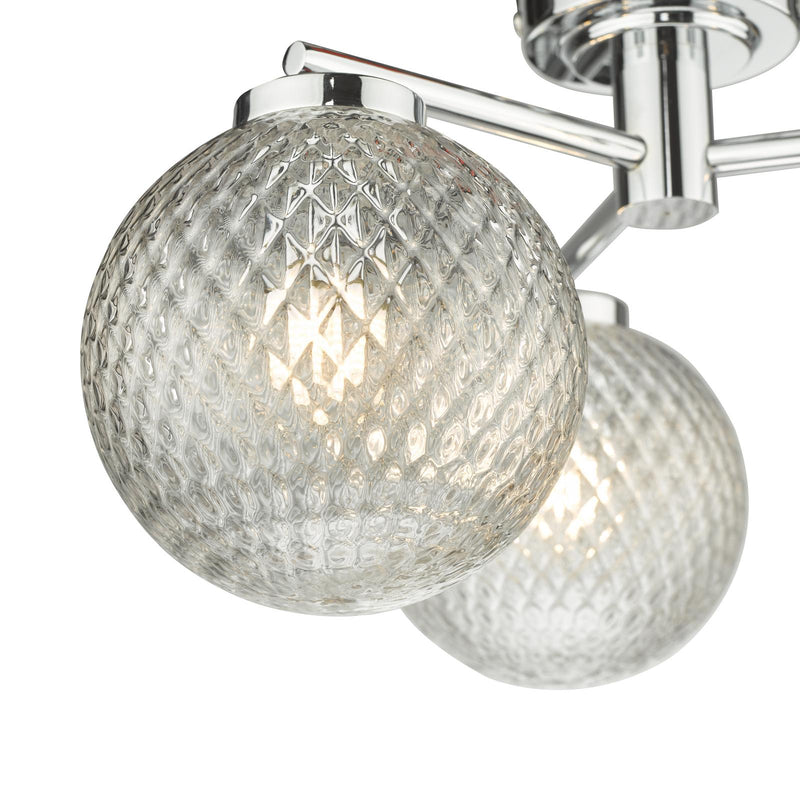 Dar Lighting Wayne Bathroom 3 Light Semi Flush Polished Chrome Glass IP44 • WAY5350