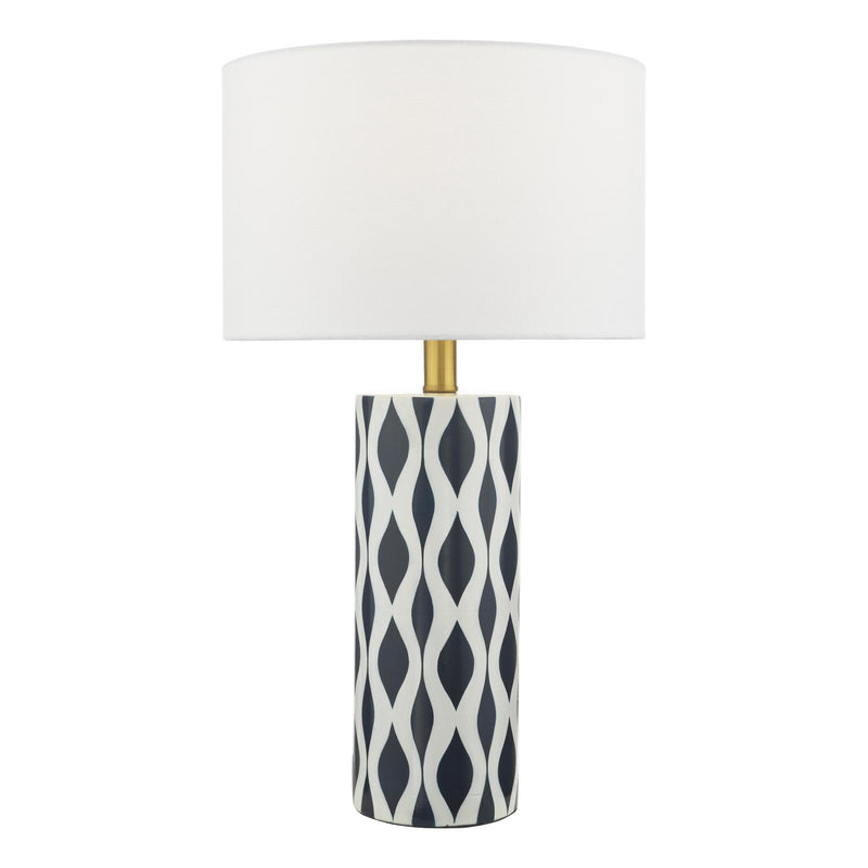 Dar Lighting Weylin Table Lamp Blue And White Ceramic With Shade • WEY4223