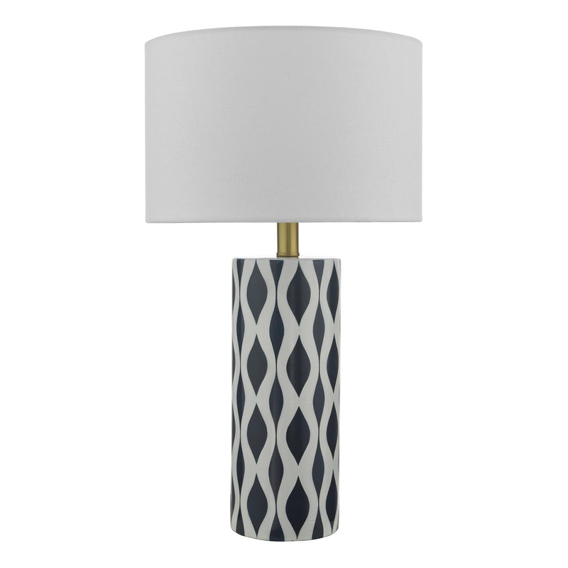 Dar Lighting Weylin Table Lamp Blue And White Ceramic With Shade • WEY4223