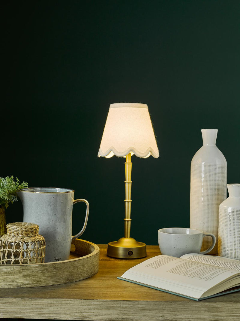 Dar Lighting Wyman Rechargeable Table Lamp Matt Antique Brass Base Only LED • WYM4075