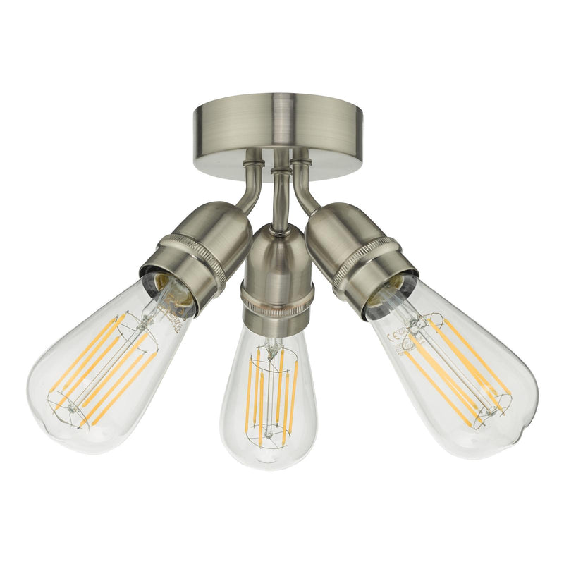 Dar Lighting Yao 3 Light Flush Satin Nickel • YAO0338