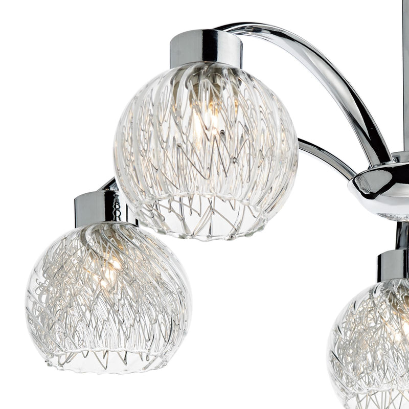 Dar Lighting Yasmin 5 Light Semi-Flush Polished Chrome and Ribbed Glass • YAS0550