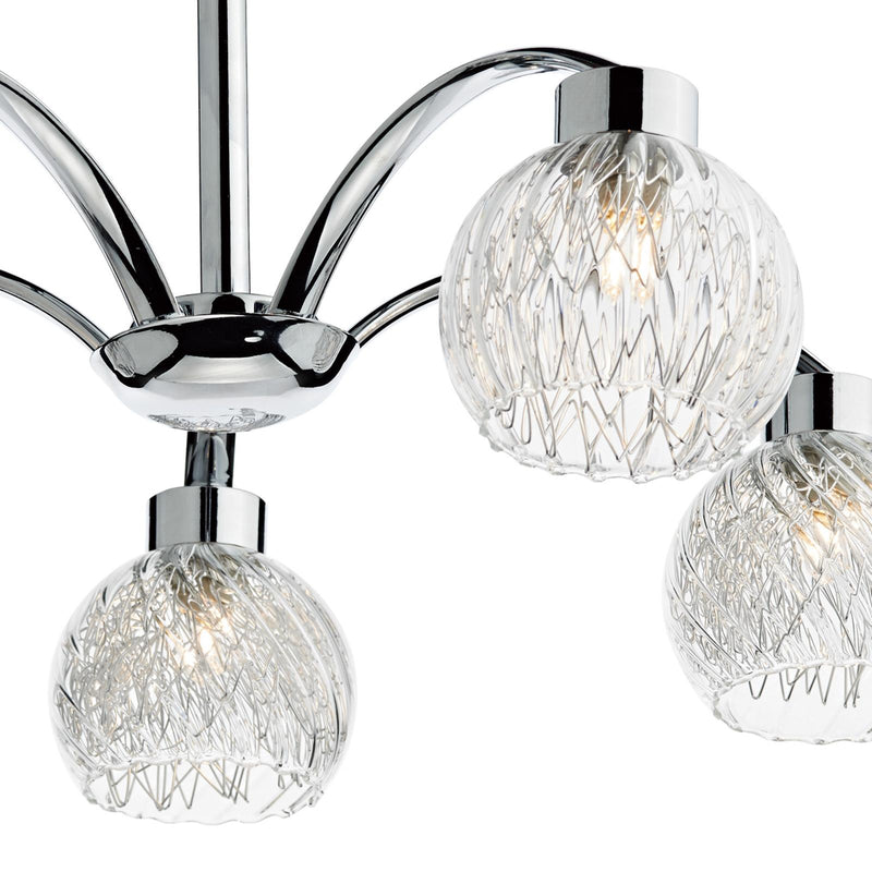 Dar Lighting Yasmin 5 Light Semi-Flush Polished Chrome and Ribbed Glass • YAS0550